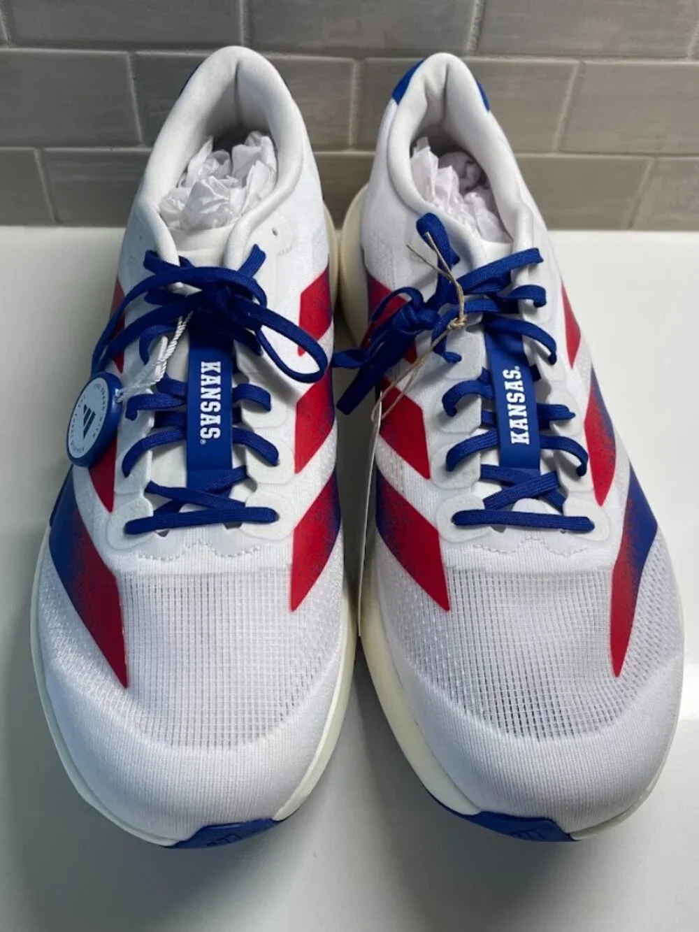 Kansas Jayhawks adidas Size 12.5/13.5 Unisex Adizero Evolution SL Running Shoes
